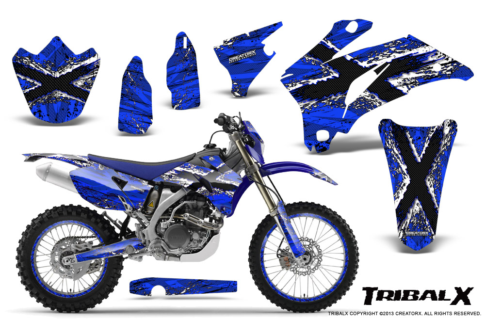 Yamaha WR 250-450 07-10 Graphics Kit TribalX White Blue NP Rims